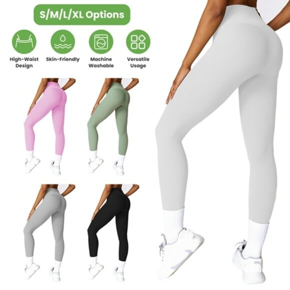 Women\'s High Waist Workout Leggings Tummy Control Compression Yoga - Picture 3 of 5